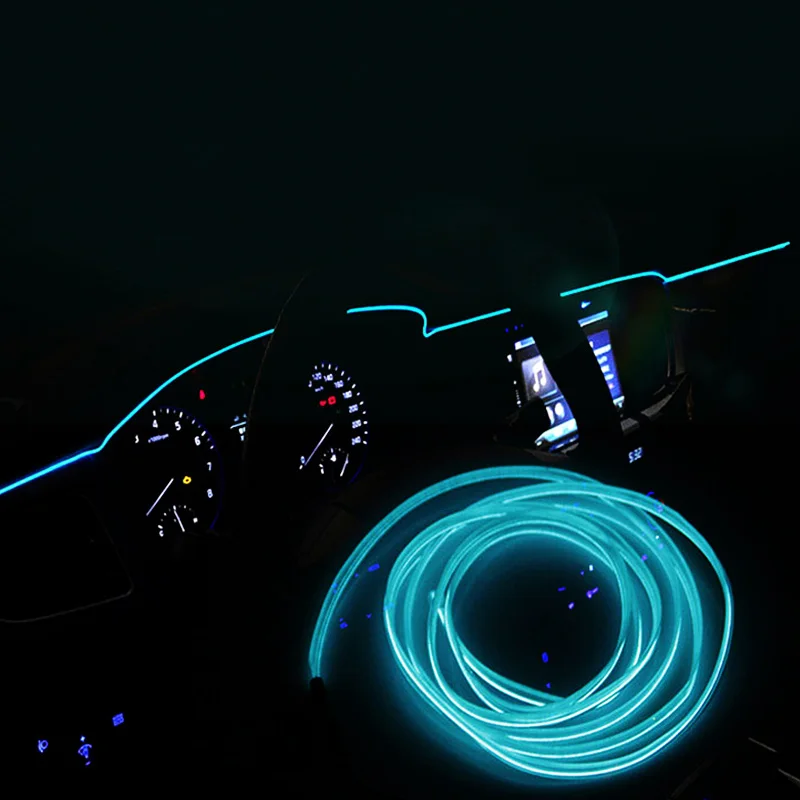 113 см светильник свечение EL провода трос лента прокладки кабеля 3V LED холодный