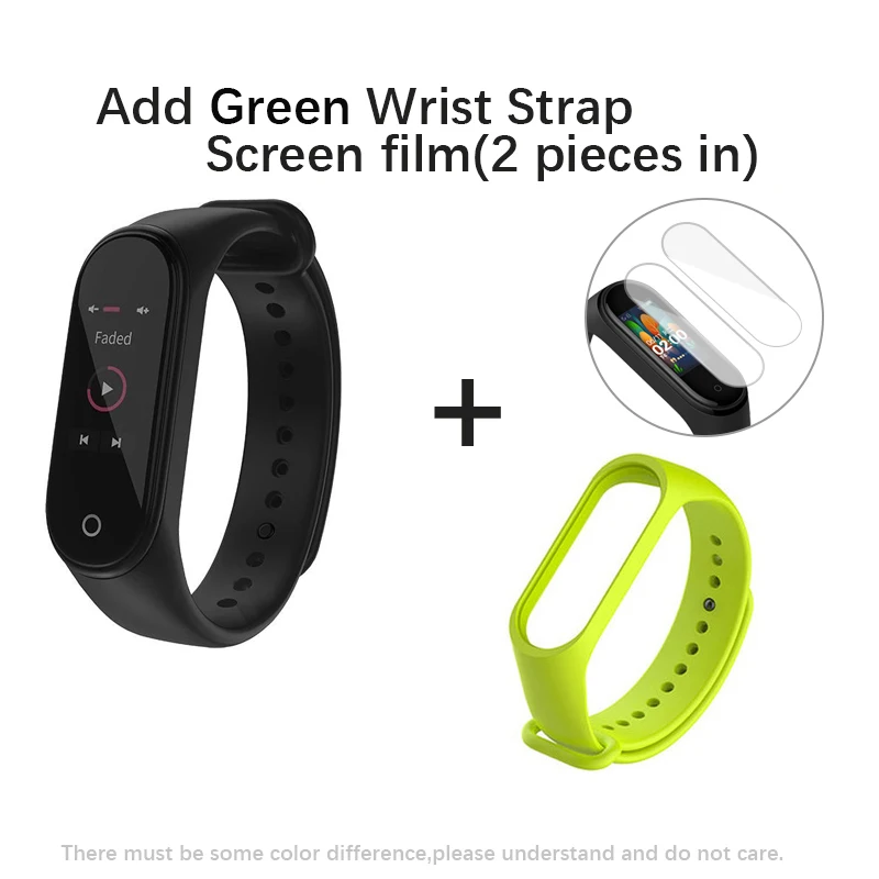 AddGreen Wrist Strap Глобальная версия Xiaomi Mi группа 4 Смарт Браслет miband 4 Фитнес отслеживание сердечного ритма браслет 3 цвета активно-матричные осид, Сенсорный экран 135 мАч - Цвет: AddGreen Wrist Strap