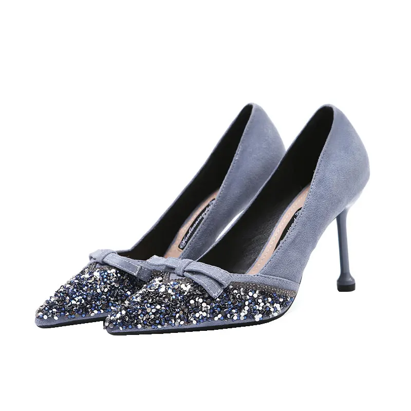 Туфли лодочки женские на высоком каблуке с бантом и острым носком|Женские туфли| |