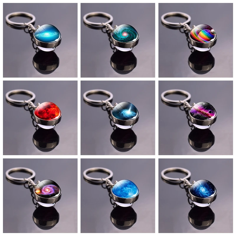 Брелок для ключей с солнечной системой двусторонний брелок изображением планеты