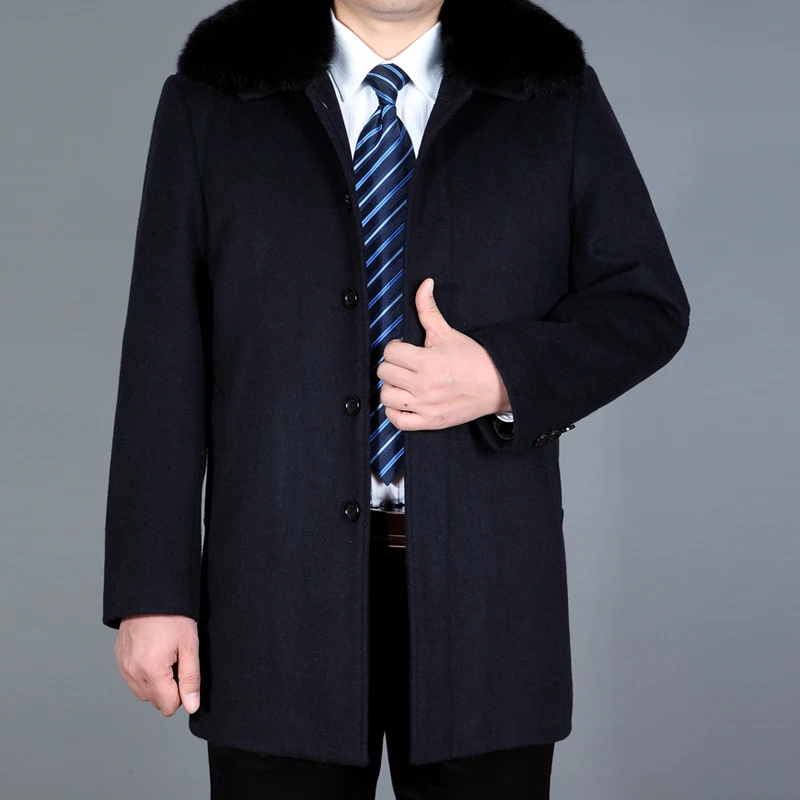 2021 Высокое Качество Мужское Шерстяное Пальто Зима Теплое Из Шерсти С Натуральным