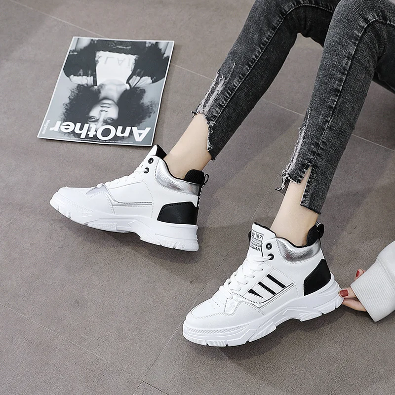 

2021 autumn high top white shoes all-match flat-soled casual student women's shoes