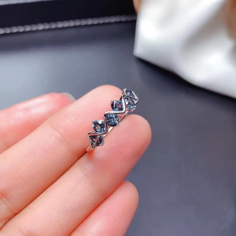 Искреннее Стиль кольцо Природные Лондон Голубой топаз гранат цитрин S925