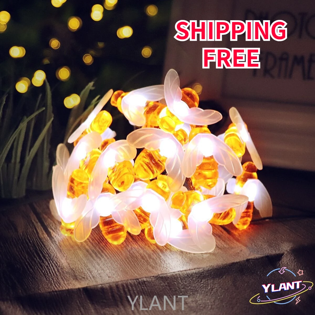 

Волшебная гирлянда на солнечной батарее в форме пчелы, 20 светодиодов, 5 м