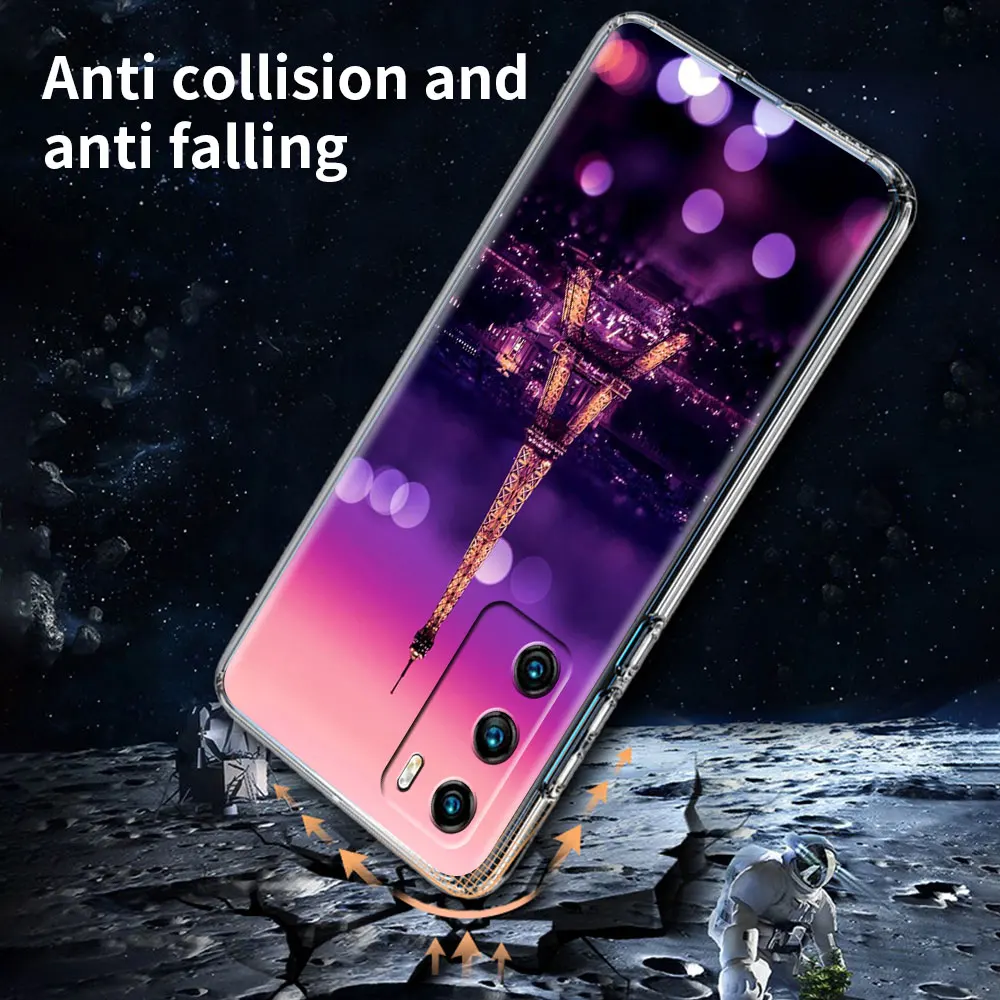 Мягкий чехол с изображением известной Эйфелевой башни для Huawei P Smart Z P40 P30 Lite P20 Pro