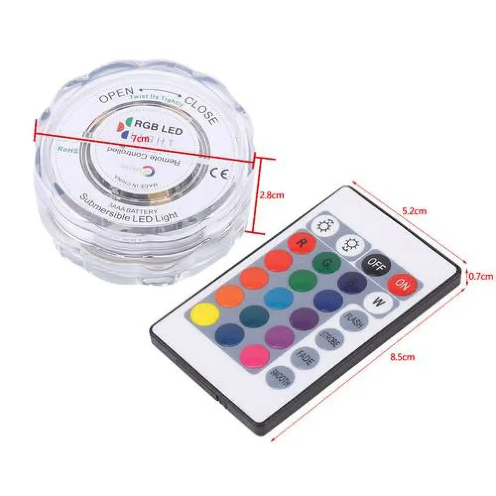 

Submersible 10 LED Multicolor Waterproof Light RGB Vase Wedding Party Fish Tank