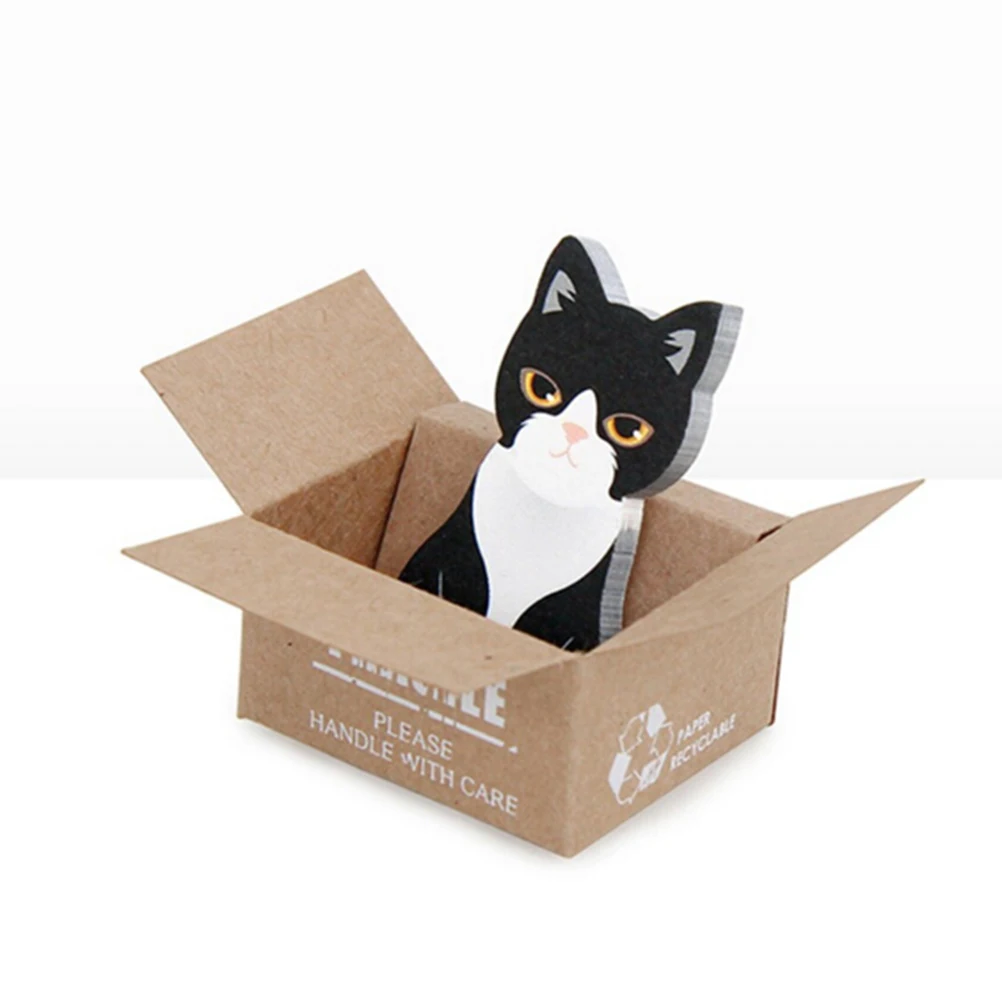 1 шт. 3D мультфильм блокнот Kawaii кошка коробка канцелярские наклейки липкие заметки