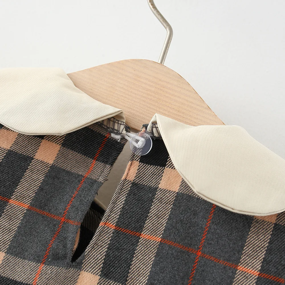 Платье для новорожденных девочек модное осеннее клетчатое платье принцессы с