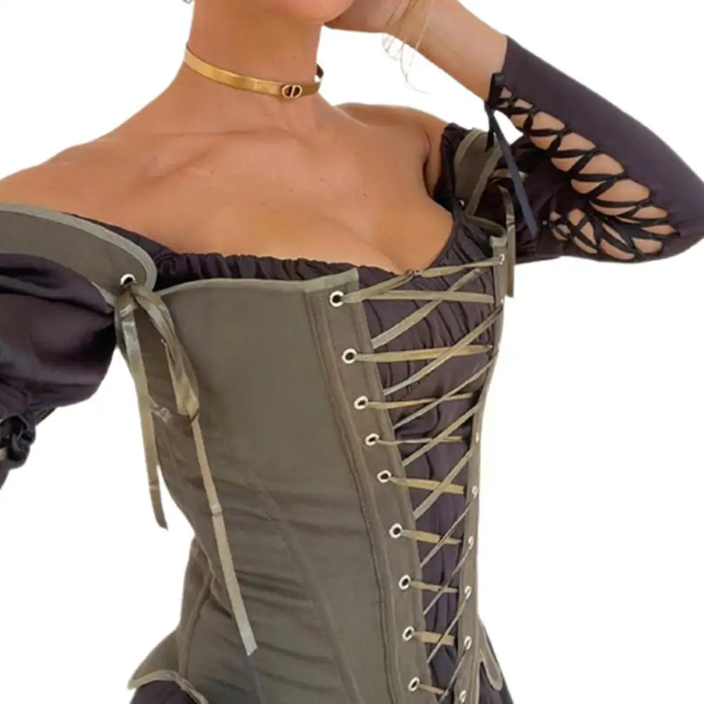 

Vintage Cut Out Corset Waist Top Summer Sexy Women Sleeveless Costumes Bandage Lace Streetwear Tops Camis Up Cosplay F H0u8