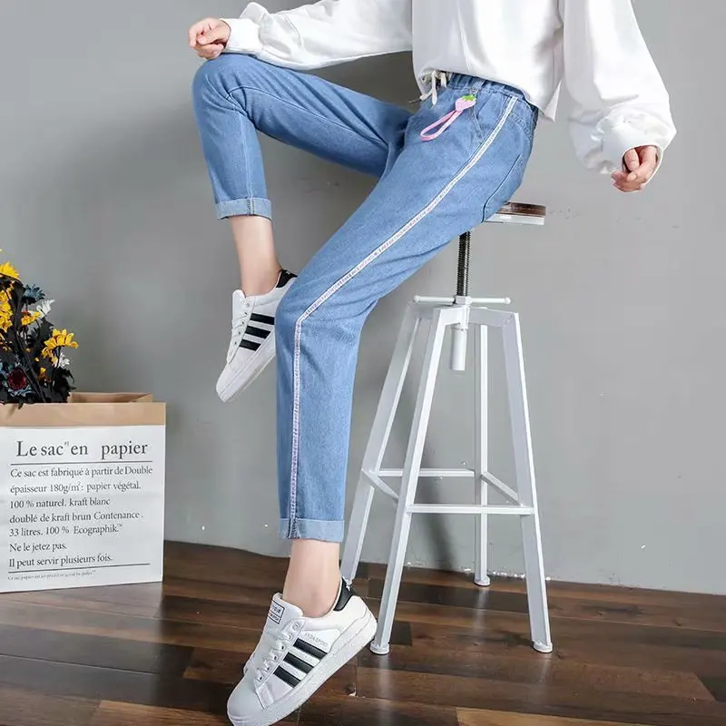 Женские летние джинсы женские свободные брюки султанки джинсовые шаровары со