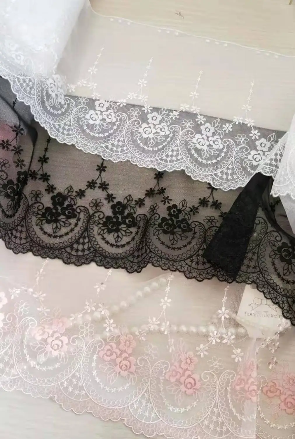 3 цвета 2 ярда кружевная отделка Цветочная вышивка тюль кружево 6 29 дюйма в ширину