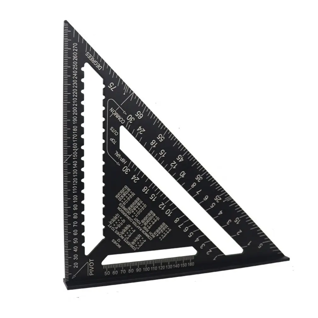 

12 inch Metric Aluminum Alloy Triangle Angle Ruler Protractor Woodworking Measurement Tool 30cm Quick Read Square Layout Gauge