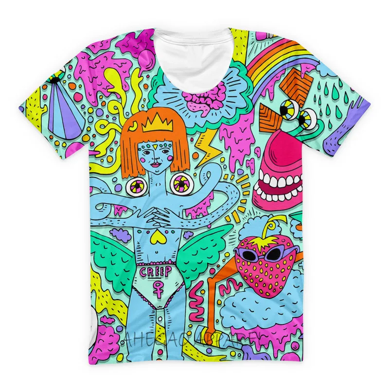 Psychedelic/футболка с рисунком цветов модная футболка Let's Go Surfing In Hawaii в стиле хип хоп
