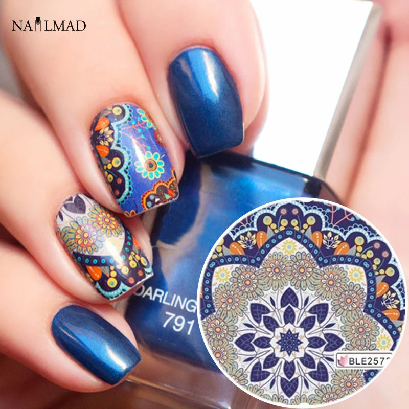 1 лист водных переводных наклеек для дизайна ногтей с рисунком мандалы Пейсли