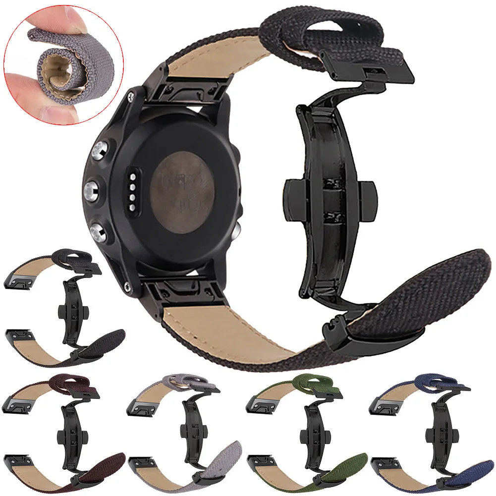 

Хлопковый ремешок для наручных часов с застежкой-бабочкой для Garmin forerunner 945 935, быстросъемный ремешок для наручных часов Garmin Fenix 6 6S PRO 5 5S Plus