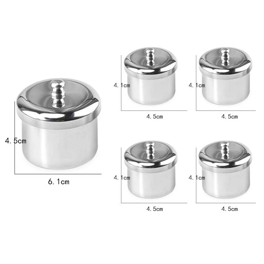 

5pcs Stainless Steel Storage Box Rust Resistant Acrylic Powder Liquid Cup Manicure Tool Durable With Brush Holder Home Salon