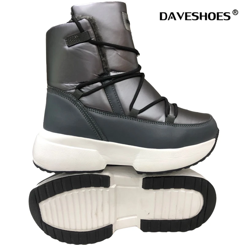 Daveshoes Snow Boots for Women Non-slip Winter Mid-Calf Snow Boots Women Platform Winter Shoes with Thick Fur Botas Mujer