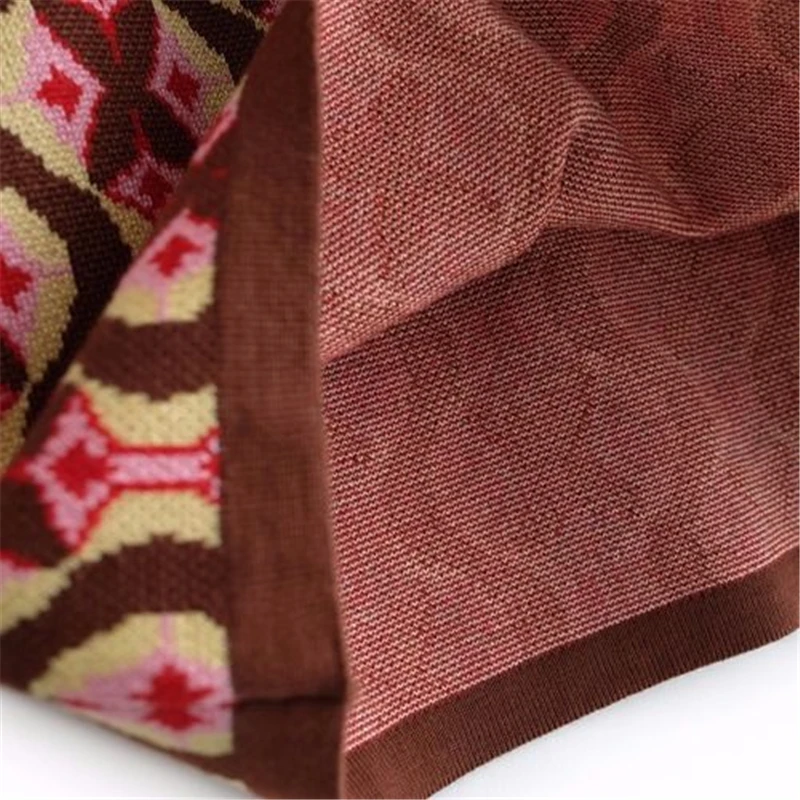 

Vintage Print Knitted Women Outfit Elegant Off-The-Shoulder Long Sleeve Sweater Pullover Tops + Skirt Suit Chic Two Piece Sets