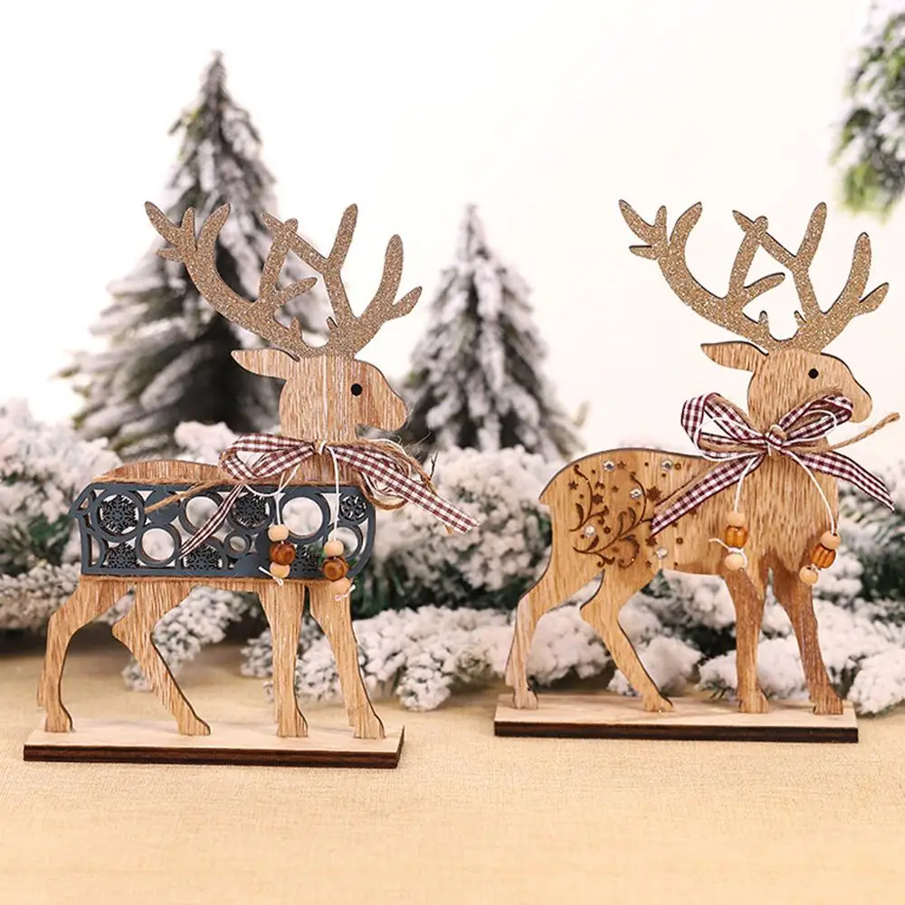 Рождественское украшение для дома деревянные украшения elk подарок на окно стол