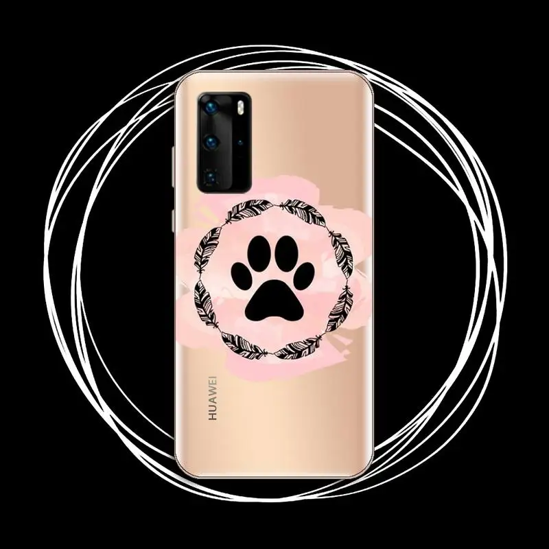 

Cat Dog Paw Animal Phone Case Transparent for Huawei P honor 8 10i 20 30 40 smart 2019