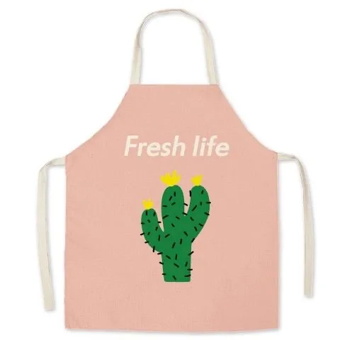 

Free Shipping cute Catus Fabric linen printed bodice overalls apron Home Cooking Baking Bibs Cleaning Tools