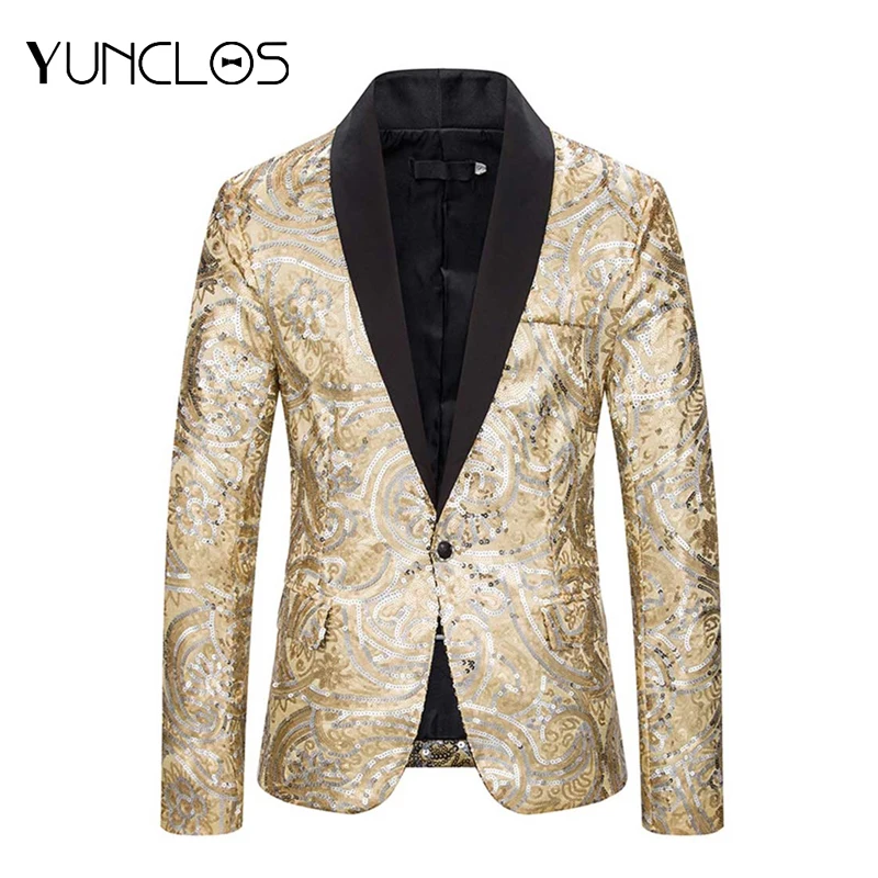 Мужской Блейзер однобортный костюм мужской золотого и серебряного цвета блейзер