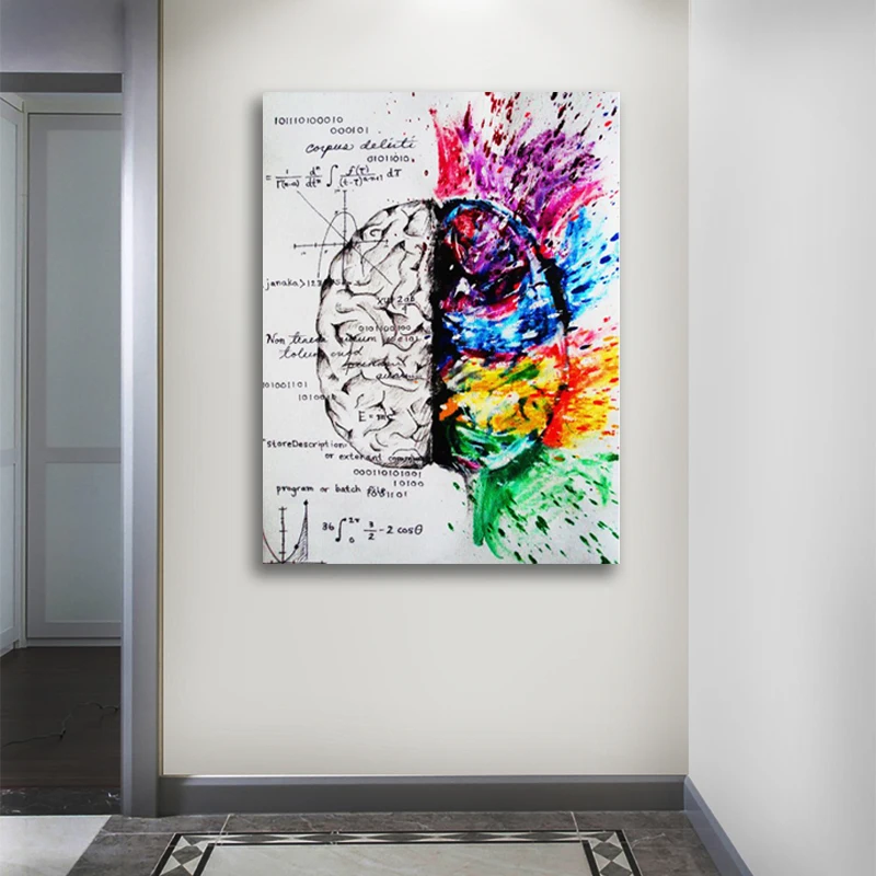 

Wall Art Conjoined Dichotomy Canvas Painting HD Prints Brain Mathematics Poster Home Decoration for Living Room Modular Pictures