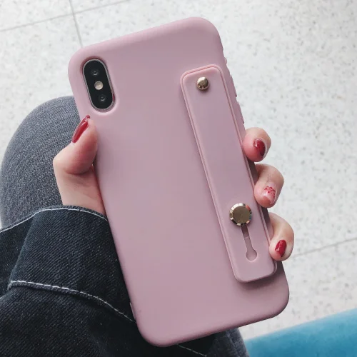 Простой ярких цветов браслет кронштейн чехол для iphone 11 Pro Max 8 7 плюс 6 для iphone X XR XS MAX чехол для apple силиконовый чехол - Цвет: Rose Gold