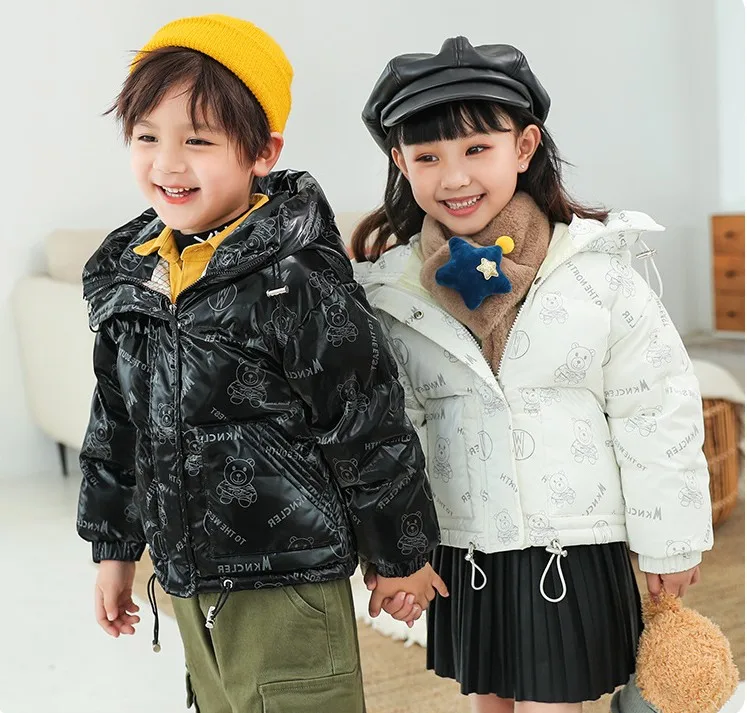 

2021 Boys Girls Winter 90% White Duck Down Snowsuit Kids Thick Warm Hoody Windproof Waterproof Outerwear Children Baby Coat