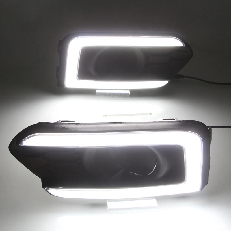 

for Honda City 2017 2018 Pair Front LED Fog Light DRL Daytime Running Light with Turn Signal Lamp
