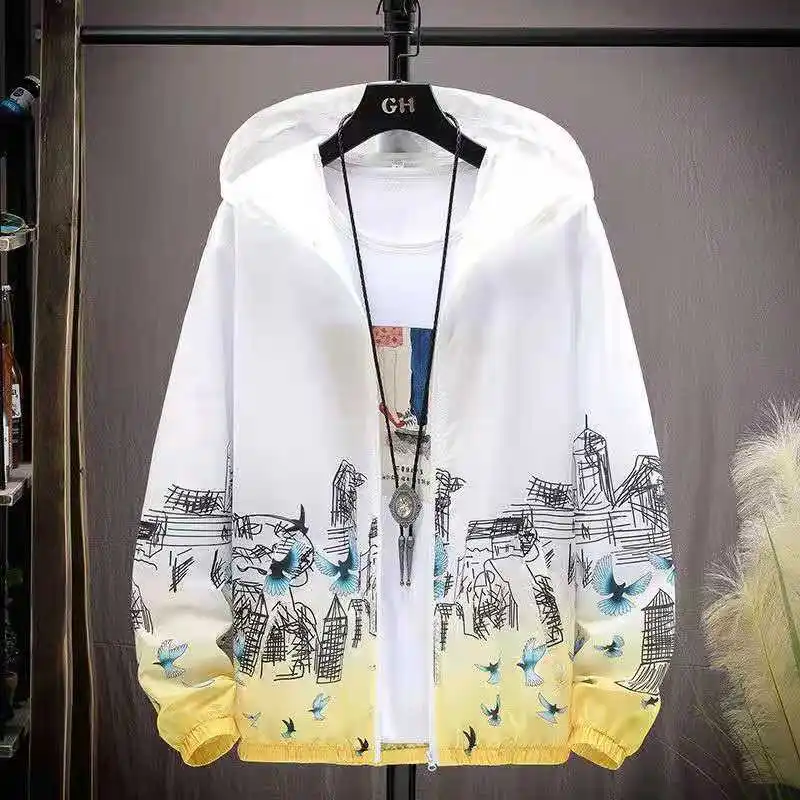 

Summer New Men's Korean Version of Ice Silk Sunscreen Clothing UV Trend Ultra-thin Fashion Breathable Coat