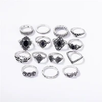 vintage crystal geometric ring boho ladies joint ring multi element combination ring set wedding girl gift jewelry