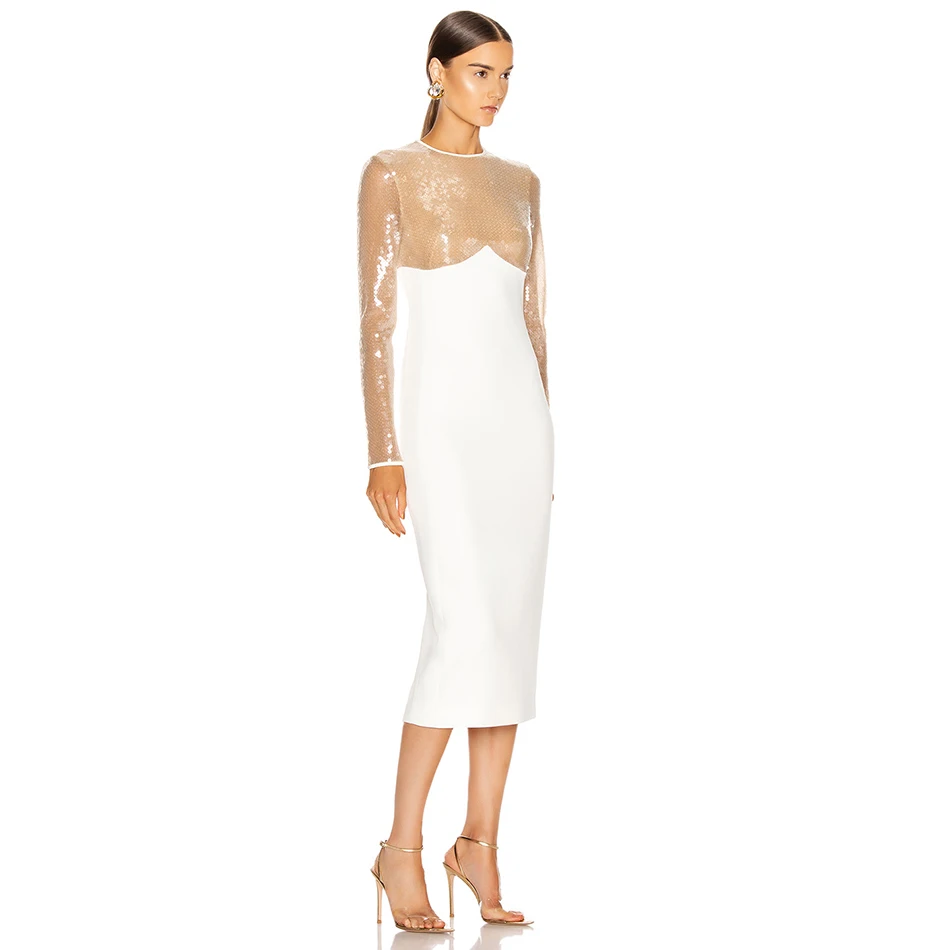 Новинка весны 2020 женское облегающее платье UpAvonu Сетчатое лоскутное с длинным