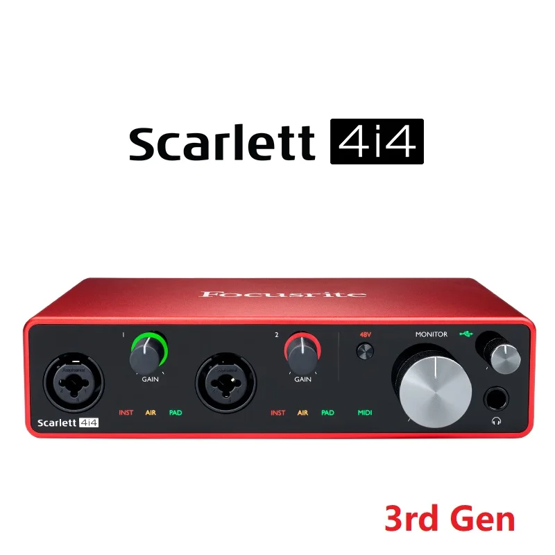 Модернизированный Focusrite Scarlett 4i4(3rd gen) 4 дюйма/4/24 бит/192 кГц AD DA конвертер USB аудио