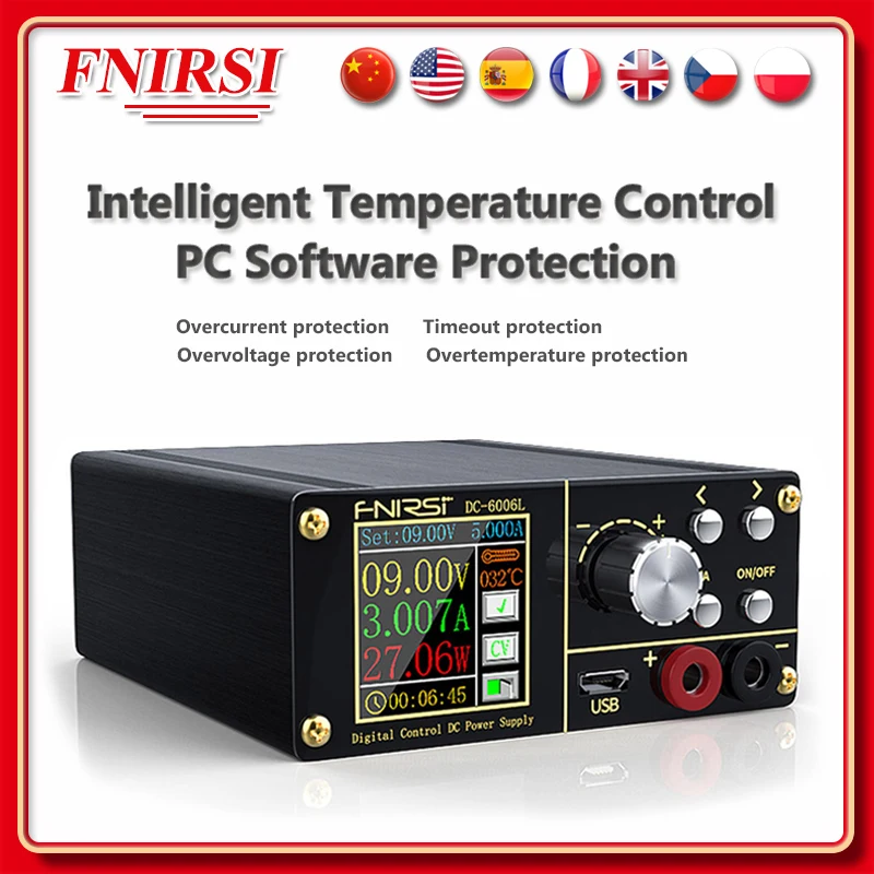 

FNIRSI DC6006L Adjustable Power Supply Digital Control DC Programmable DC Power Supply buck Voltage converter voltmeter 60V 6A