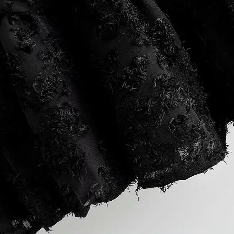 QZ9112 Autumn Fashion Dress Women O Neck Long Sleeve Loose Design 3D Tassels Black Vestidos |