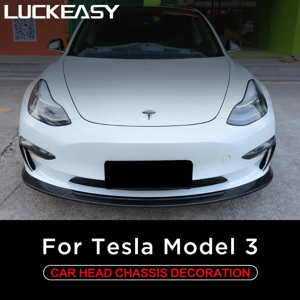 LUCKEASY защита переднего шасси автомобиля для Tesla модель 3- украшение шасси автомобиля 3 шт. набор белый/черный