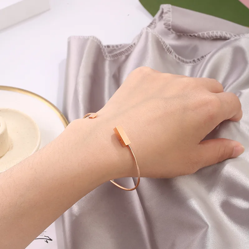 

Minimalit Gold color cuff bangle bracelet women, fashion stainless steel bracelets & bangles jewelry for female