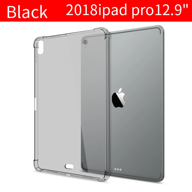 Чехол для iPad Pro 12," 11" 4 угловой противоударный прозрачный чехол тонкий силиконовый мягкий ТПУ чехол для планшета funda coque - Цвет: pro12.9-Black