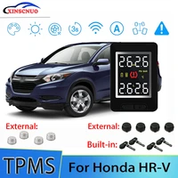 smart car tpms tire pressure monitor system for honda hrv hr v with 4 sensors wireless alarm systems lcd display tpms monitor