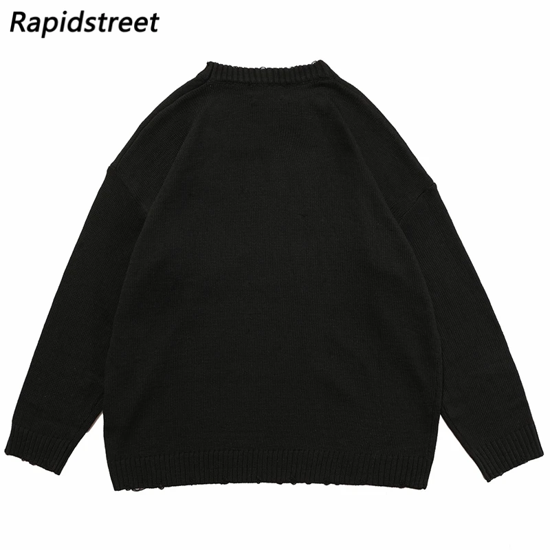 Вязаный свитер в стиле хип-хоп уличная одежда Харадзюку пуловер с принтом