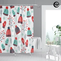 waterproof printed sweater hat funny designers bathroom shower curtain 2022 polyester fabric merry christmas home bath bathtub