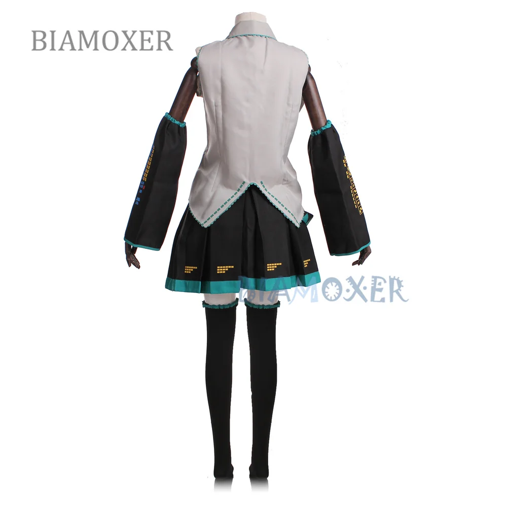 Vocaloid Miku Cosplay Wig Costume Japan Midi Dress Beginner Future Female Halloween Women's Men size |