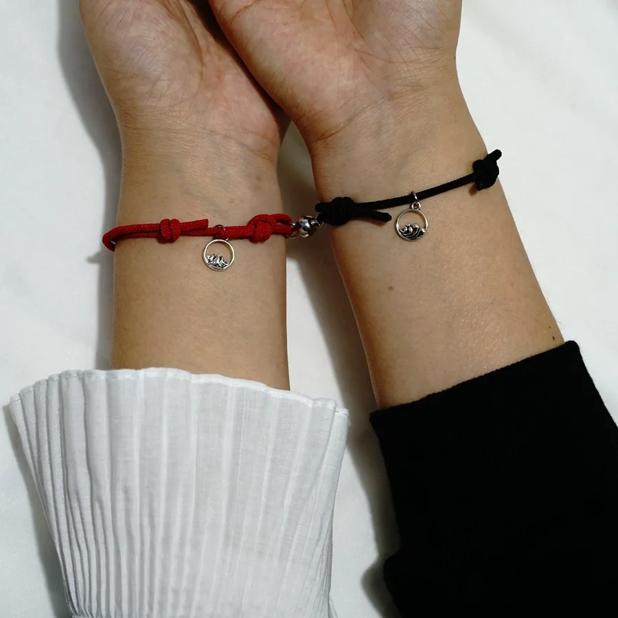 

2pcs/set Couple Magnet Attract Each Other Men and Women Bracelet Rope Handmade Charm Jewelry Lover Gift