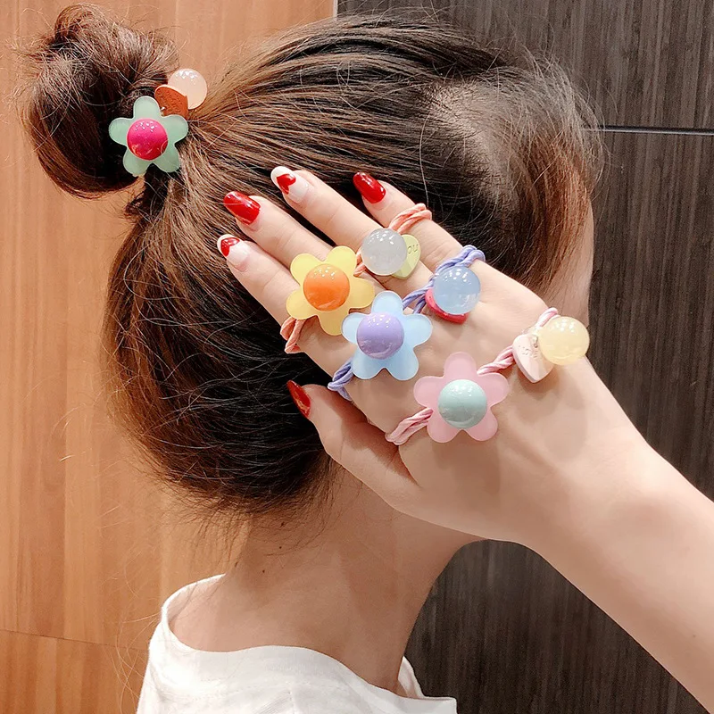 Красочные блестящие Цветочные эластичные ленты для волос Женская резинка волос|
