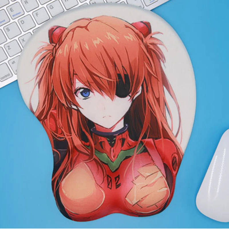 

Game EVA Asuka Langley Soryu Anime 3D Oppai Mouse Pad Mat Wrist Rest Big Breast Otaku Anti-Slip Gel Gaming Playmat Mousepad Gift