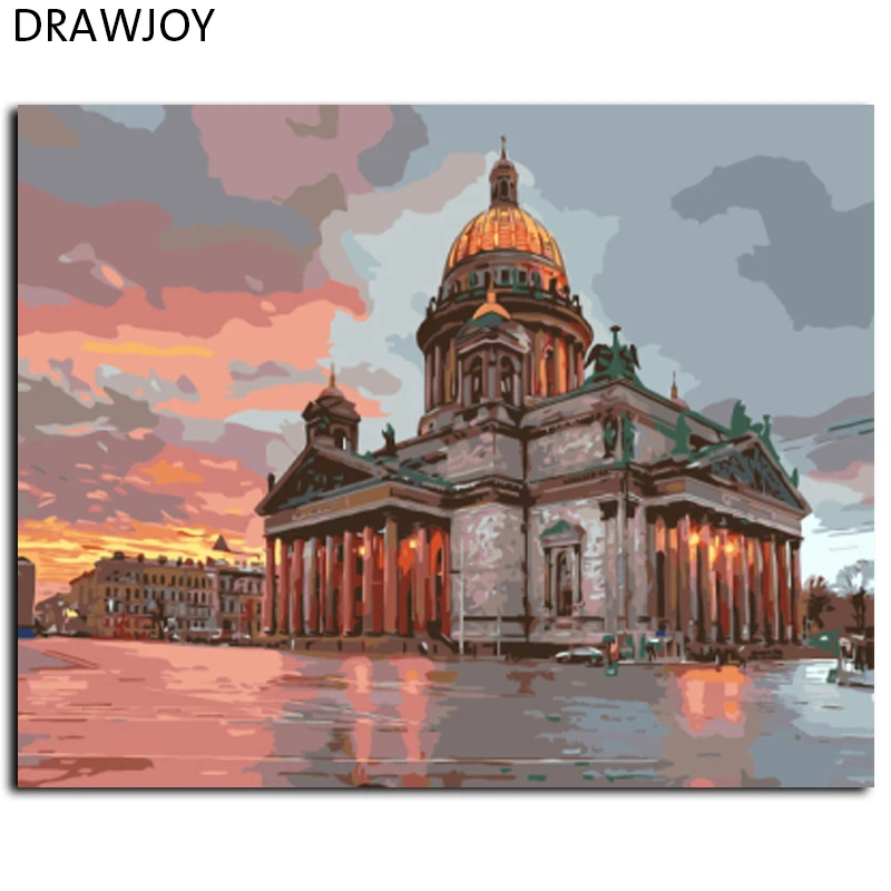 

DRAWJOY Framed Landscape Painting & Calligraphy DIY Painting By Numbers Acrylic Canvas Paintings Home Decor GX7966 40*50cm