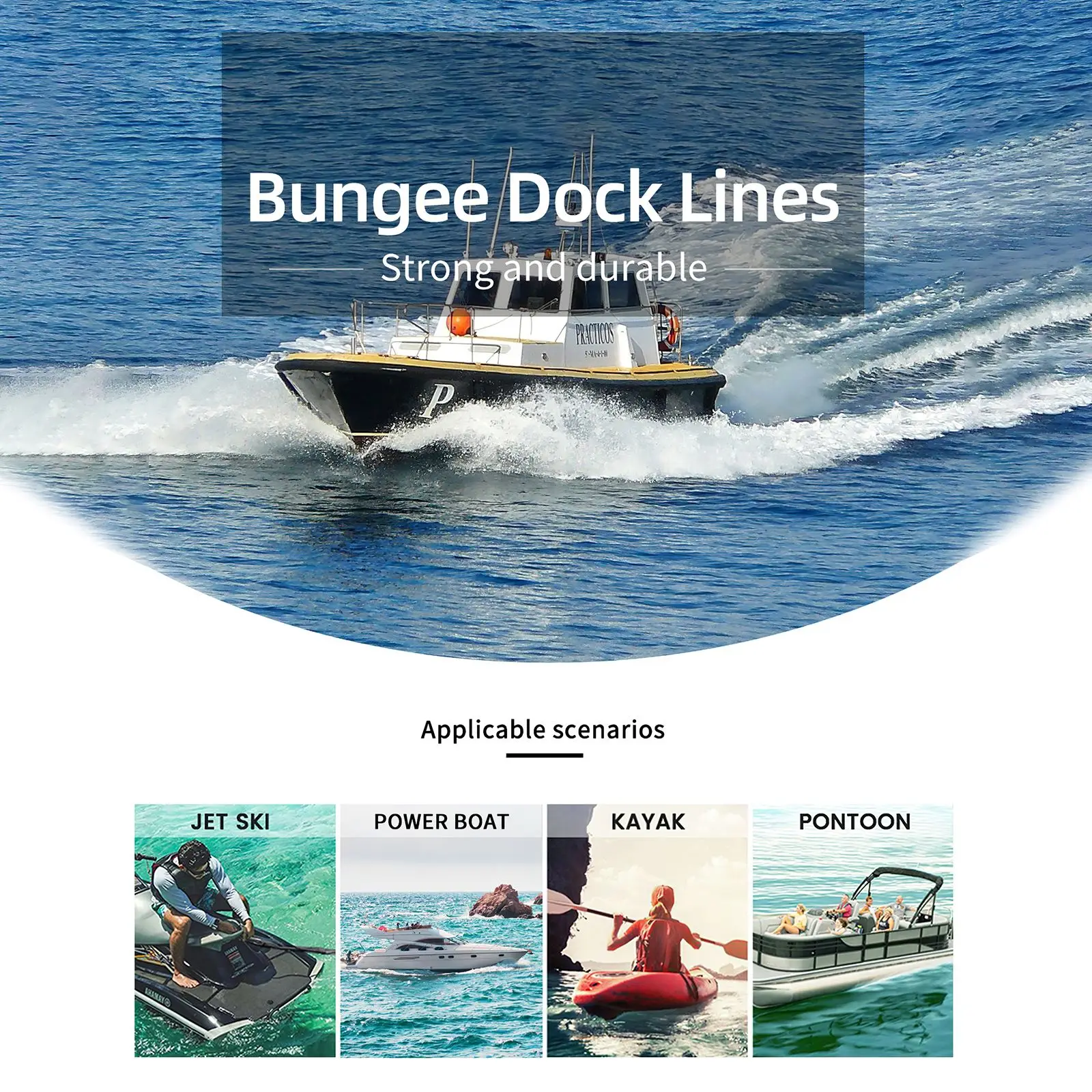 

Kayak Rope Abrasion-Resistant Mooring Stretch Rope Bungee Dock Line High Strength Anchor Adjustable Boating Dock Accessories