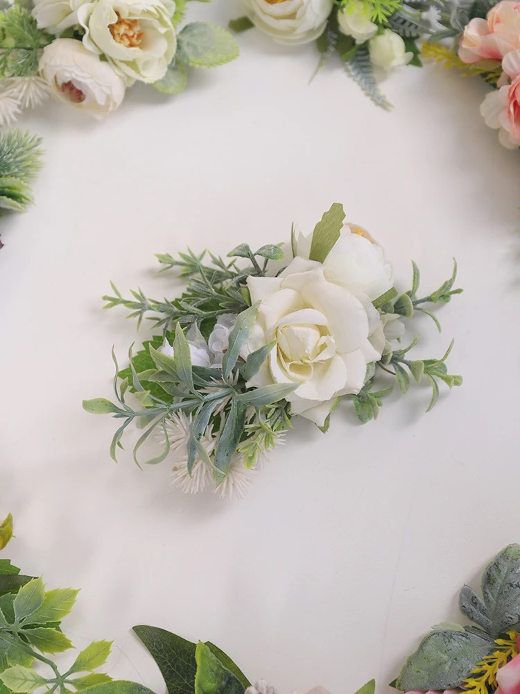 Белые свадебные гребни для волос Boho деревенские цветочные невесты зеленые