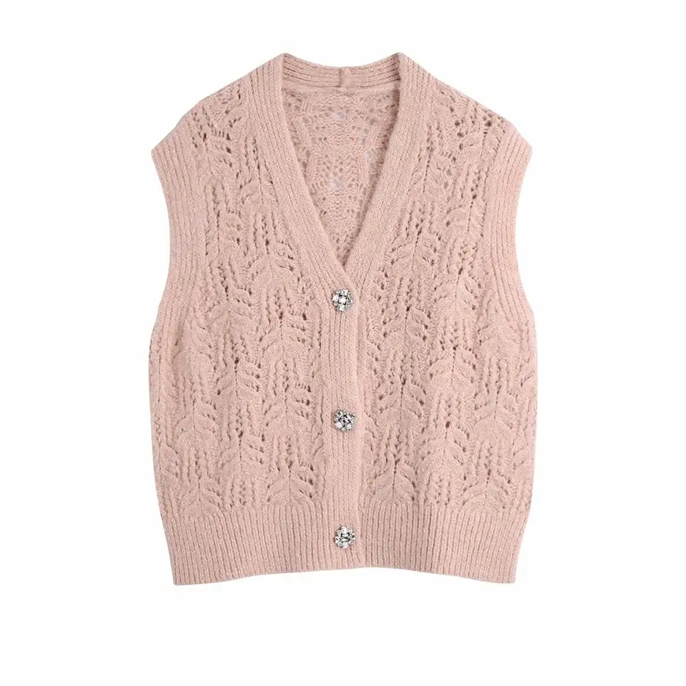 

Женский трикотажный жилет на пуговицах, повседневный эластичный пуловер без рукавов, с V-образным вырезом, в Корейском стиле